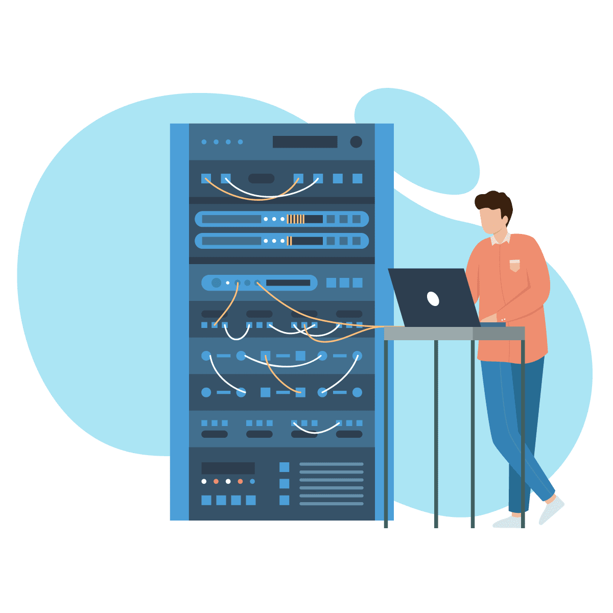 technician server connectivity cartoon illustration